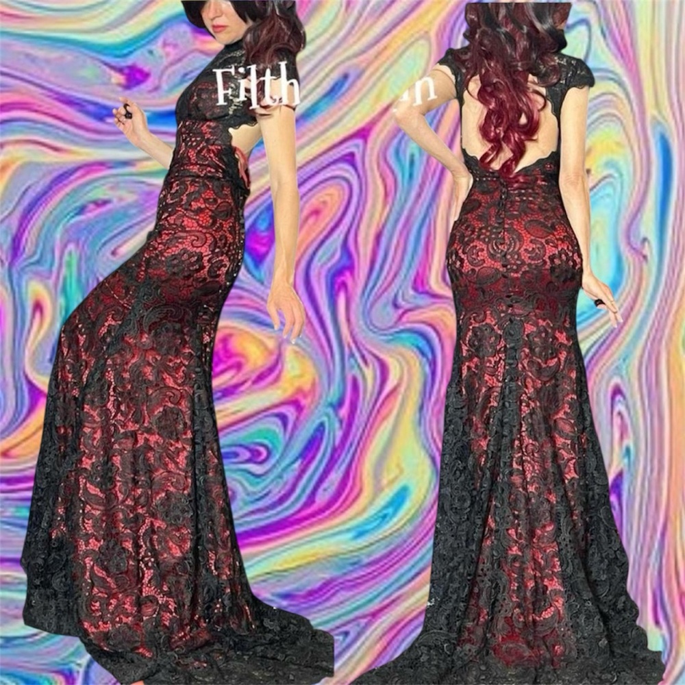 Vintage 90s y2k Vampire Wedding prom dress crochet